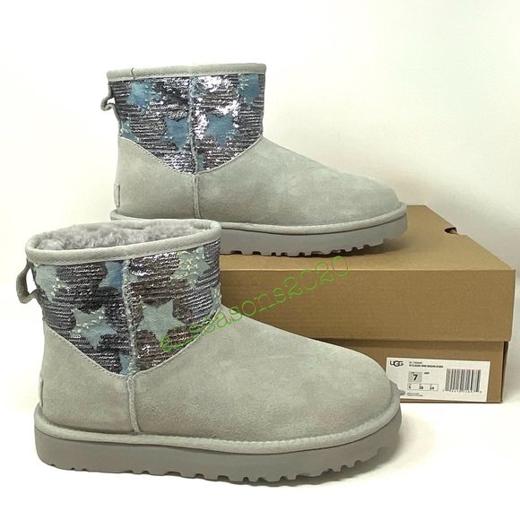 UGG Mini Sequin Star Women’s Boots Suede Grey - Picture 8 of 11